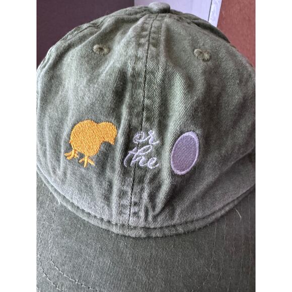 Olive Green Cap "Chicken or the Egg" Snapback Cap - Picture 2 of 9